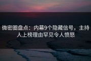 微密圈盘点：内幕9个隐藏信号，主持人上榜理由罕见令人愤怒