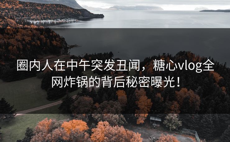 圈内人在中午突发丑闻，糖心vlog全网炸锅的背后秘密曝光！