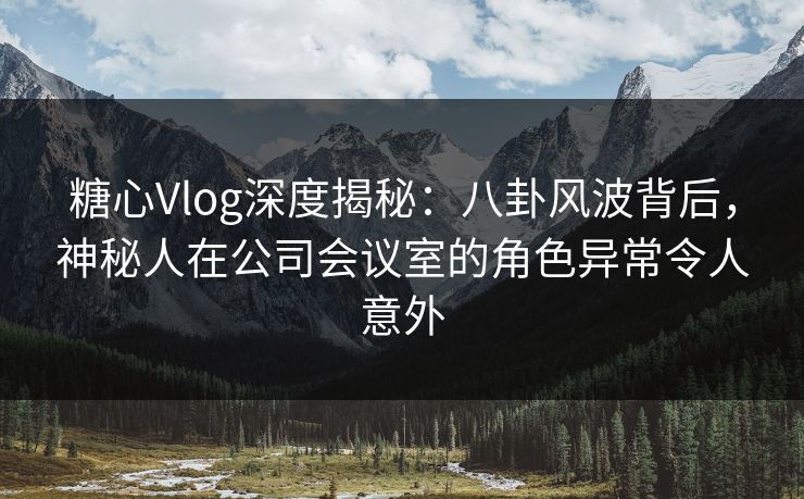 糖心Vlog深度揭秘：八卦风波背后，神秘人在公司会议室的角色异常令人意外