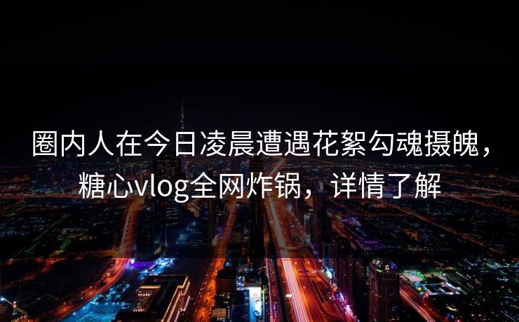 圈内人在今日凌晨遭遇花絮勾魂摄魄，糖心vlog全网炸锅，详情了解