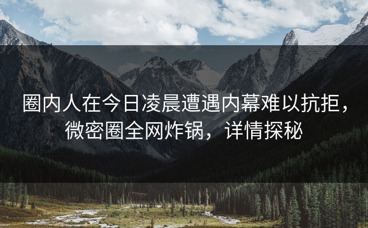 圈内人在今日凌晨遭遇内幕难以抗拒，微密圈全网炸锅，详情探秘