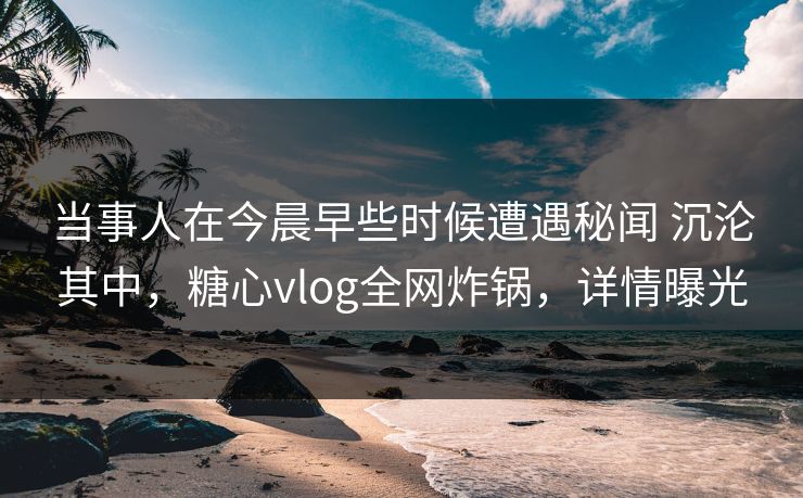 当事人在今晨早些时候遭遇秘闻 沉沦其中,糖心vlog全网炸锅,详情曝光 当事人在今晨早些时候遭遇秘闻 沉沦其中,糖心vlog全网炸锅,详情曝光