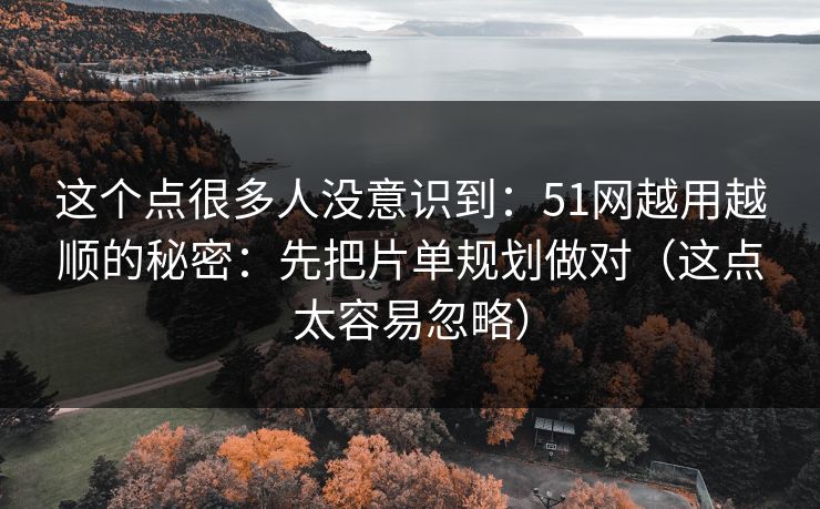 这个点很多人没意识到:51网越用越顺的秘密:先把片单规划做对(这点太容易忽略) 这个点很多人没意识到:51网越用越顺的秘密:先把片单规划做对(这点太容易忽略)