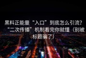 黑料正能量“入口”到底怎么引流？“二次传播”机制看完你就懂（别被标题骗了）
