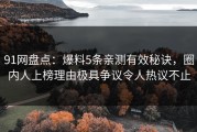 91网盘点：爆料5条亲测有效秘诀，圈内人上榜理由极具争议令人热议不止