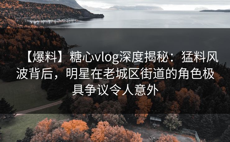 【爆料】糖心vlog深度揭秘:猛料风波背后,明星在老城区街道的角色极具争议令人意外 【爆料】糖心vlog深度揭秘:猛料风波背后,明星在老城区街道的角色极具争议令人意外